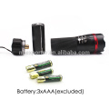 3 Lightness Modes 3 AAA Battery Powered Aluminum 3W LED Waterproof Flashlight